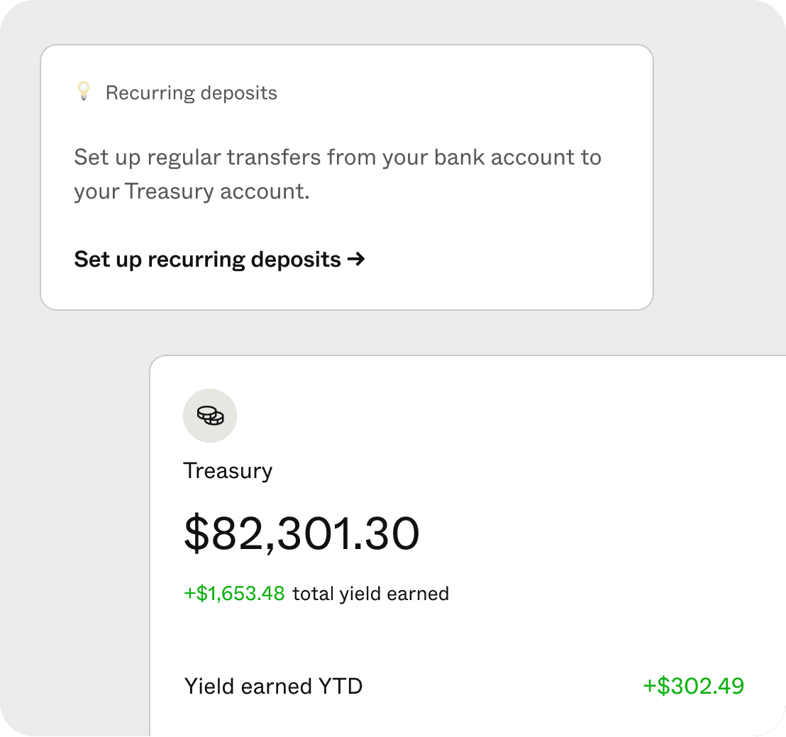 Screenshot of Treasury's auto-deposit feature