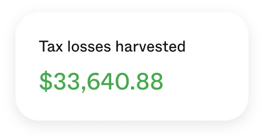 An example screenshot of tax losses harvested
